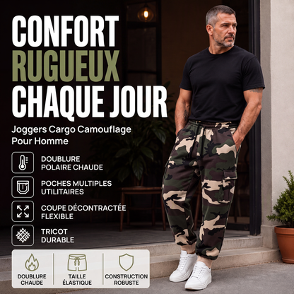 Pantalon cargo de sport camouflage à cordon de serrage pour homme