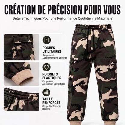 Pantalon cargo de sport camouflage à cordon de serrage pour homme