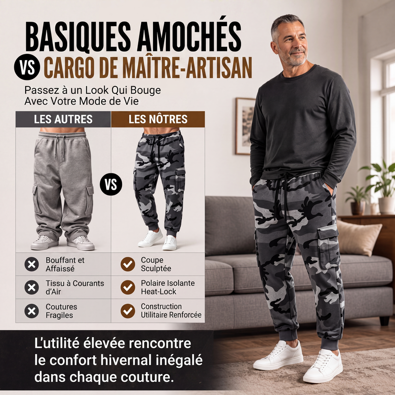 Pantalon cargo de sport camouflage à cordon de serrage pour homme