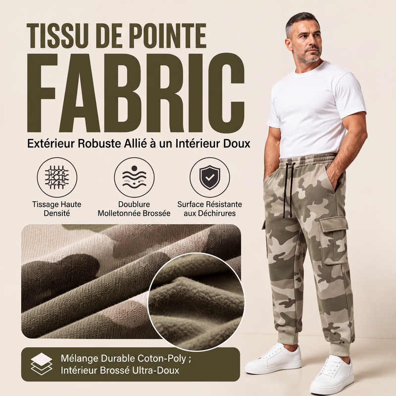 Pantalon cargo de sport camouflage à cordon de serrage pour homme