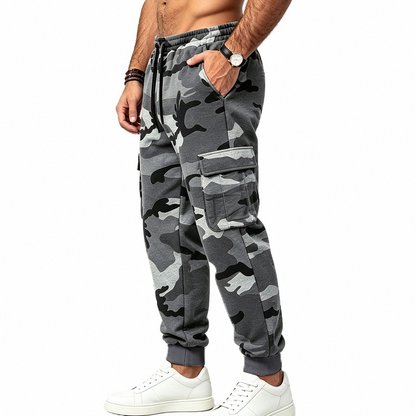 Pantalon cargo de sport camouflage à cordon de serrage pour homme