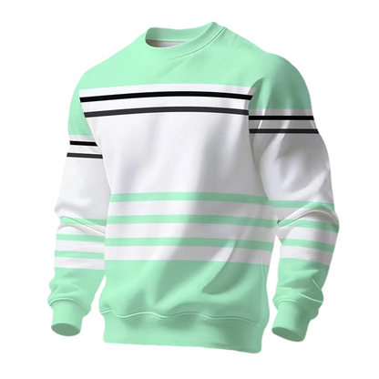 Sweatshirt à manches longues rayé et colorblock pour homme