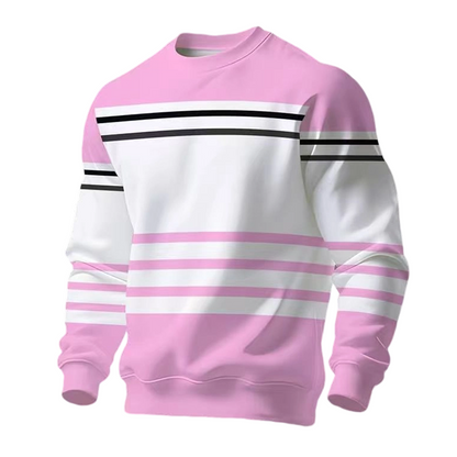 Sweatshirt à manches longues rayé et colorblock pour homme