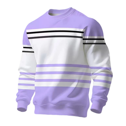 Sweatshirt à manches longues rayé et colorblock pour homme
