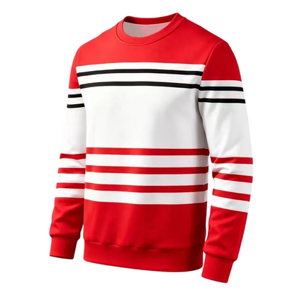 Sweatshirt à manches longues rayé et colorblock pour homme