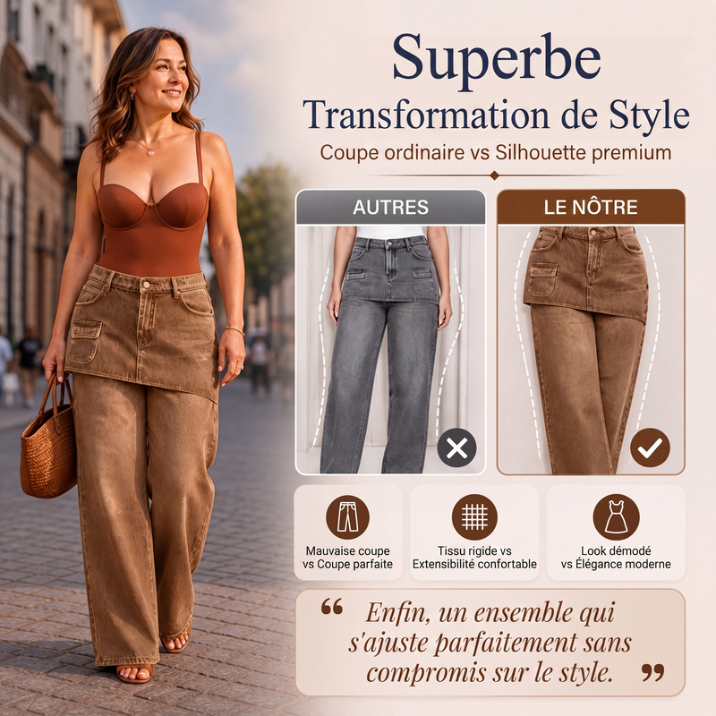 Jupe superposée pour femme sur jean en denim