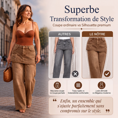 Jupe superposée pour femme sur jean en denim