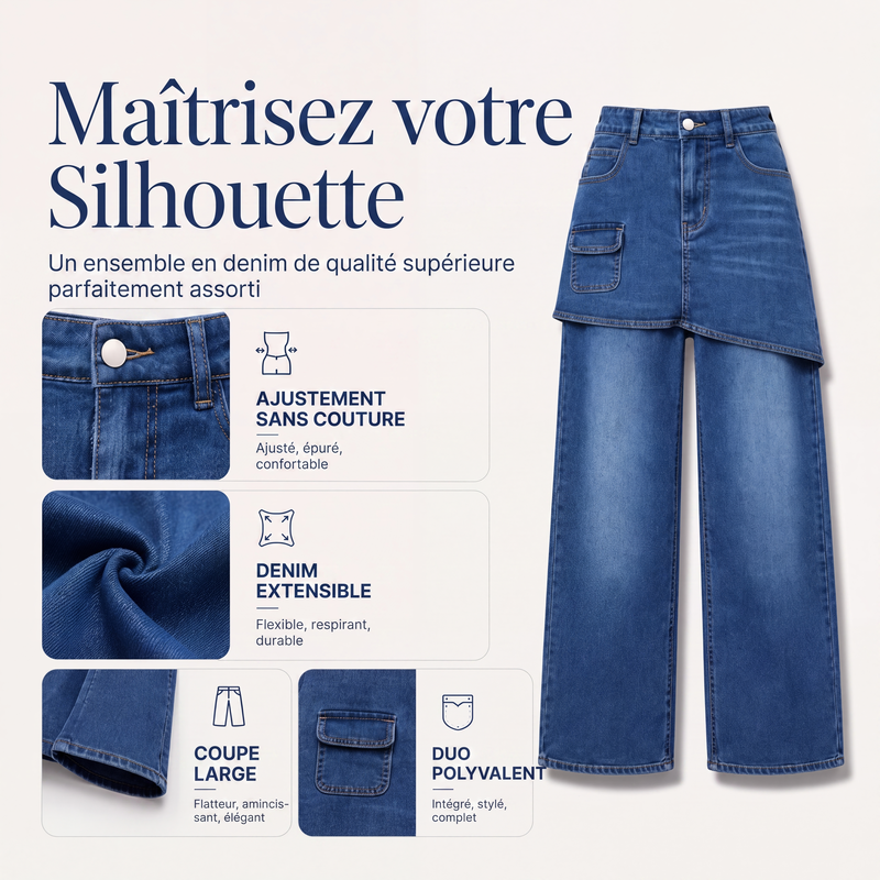 Jupe superposée pour femme sur jean en denim