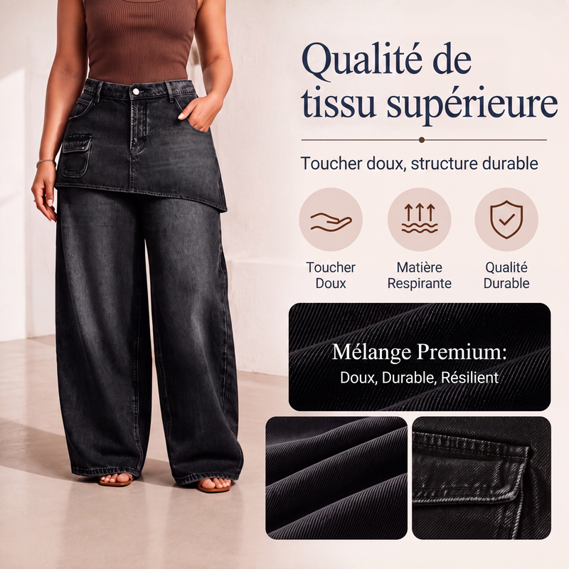 Jupe superposée pour femme sur jean en denim
