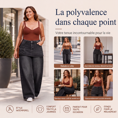 Jupe superposée pour femme sur jean en denim