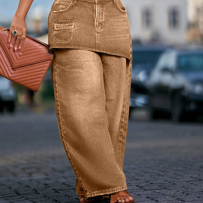 Jupe superposée pour femme sur jean en denim
