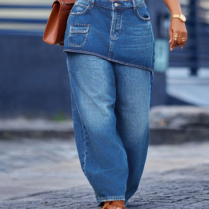Jupe superposée pour femme sur jean en denim
