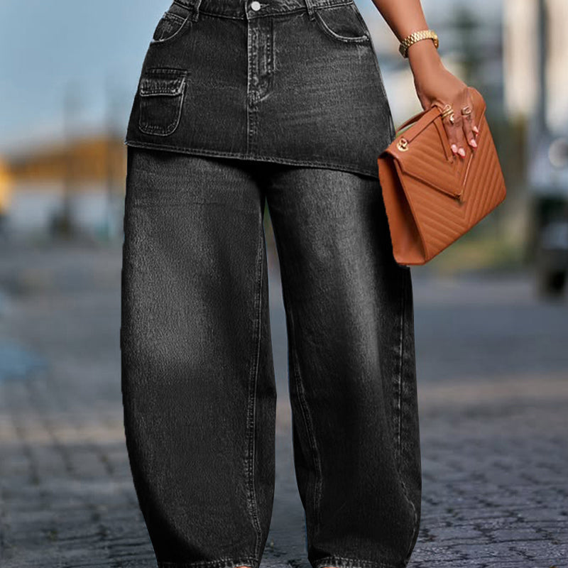 Jupe superposée pour femme sur jean en denim