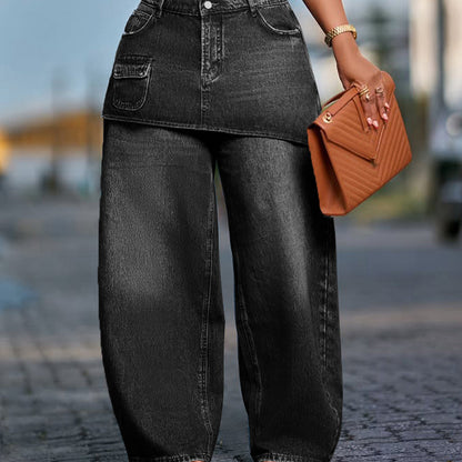 Jupe superposée pour femme sur jean en denim