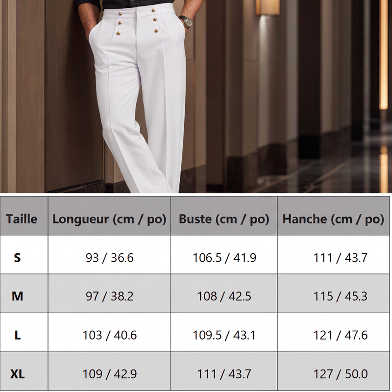 Pantalon de costume droit formel pour homme