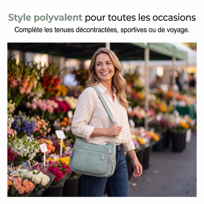 💐 -50% DE RÉDUCTION – OFFRE FLASH ! Sac à bandoulière en nylon léger avec plusieurs poches – parfait pour les voyages et l'usage quotidien 🎒⚡