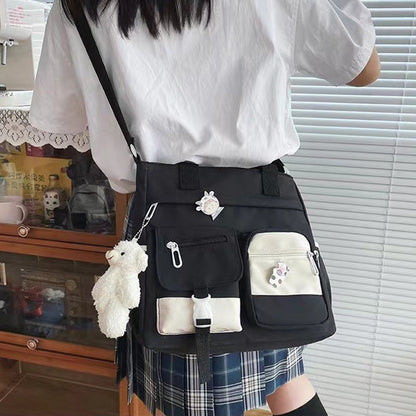 📢📢50% DE RÉDUCTION !! ⏰Joli sac à bandoulière pour adolescentes avec 2 écussons