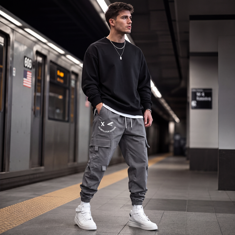 Pantalons cargo décontractés amples pour hommes