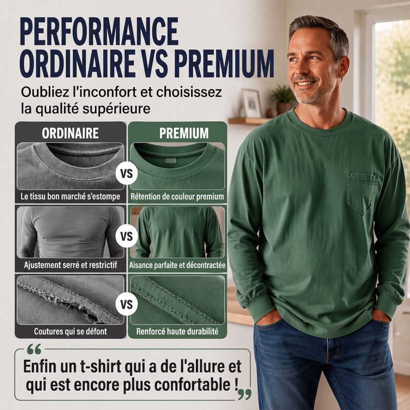 T-shirt à manches longues coupe ample pour homme