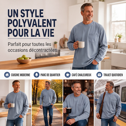 T-shirt à manches longues coupe ample pour homme