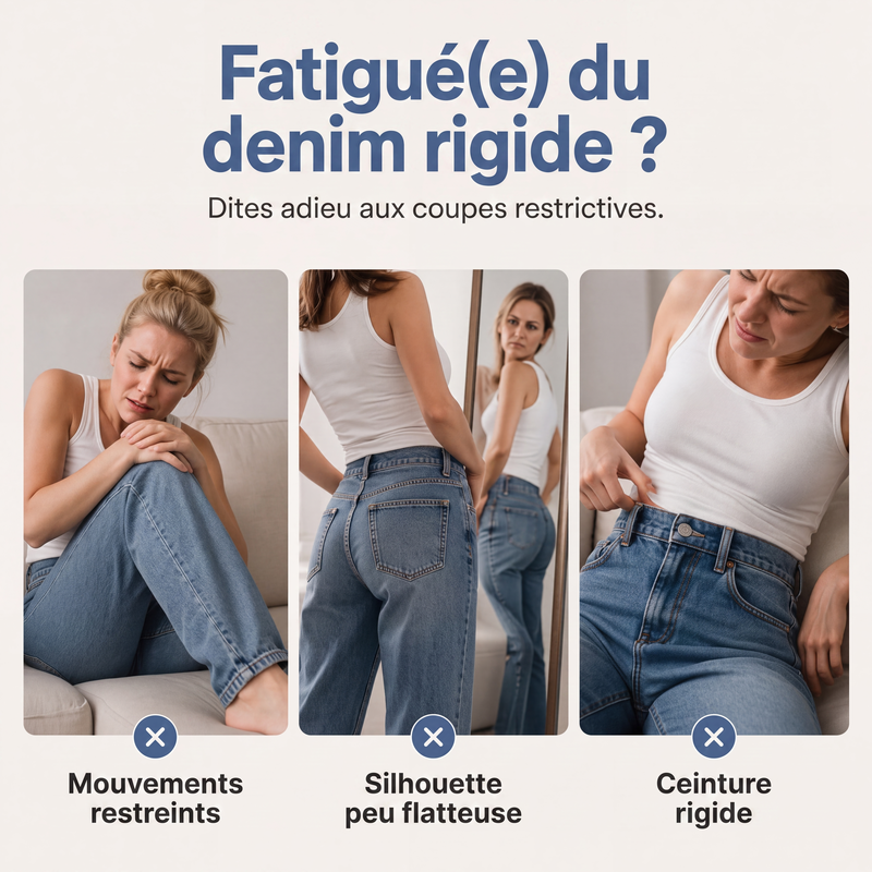 Jeans barrel extensibles taille haute pour femme