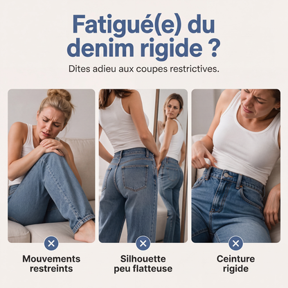Jeans barrel extensibles taille haute pour femme