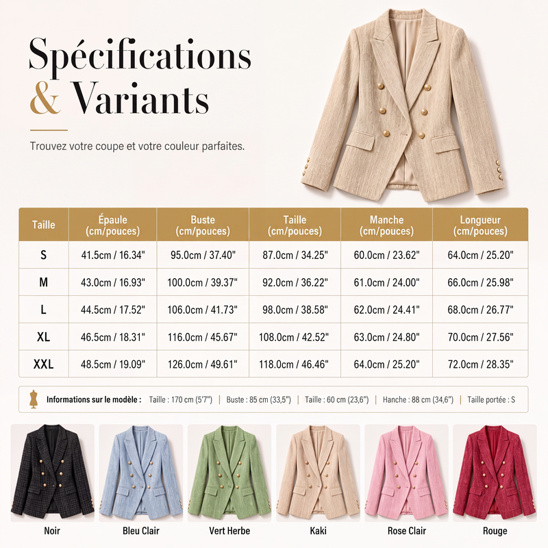 Blazer croisé décontracté pour femme