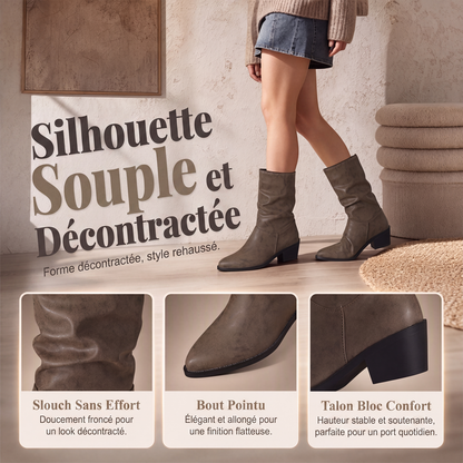 Bottes à talon épais et bout pointu pour femmes