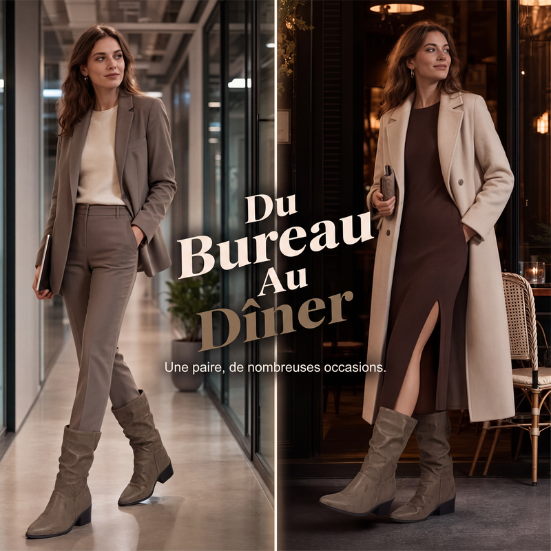 Bottes à talon épais et bout pointu pour femmes