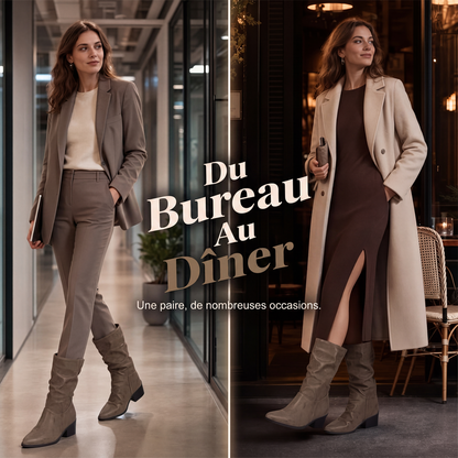 Bottes à talon épais et bout pointu pour femmes