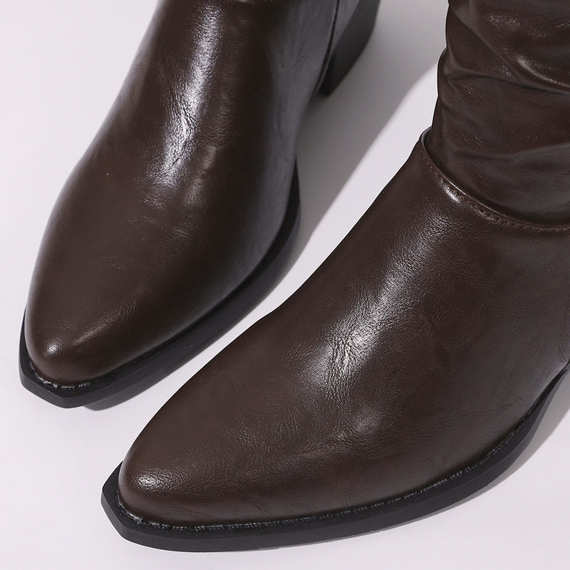 Bottes à talon épais et bout pointu pour femmes