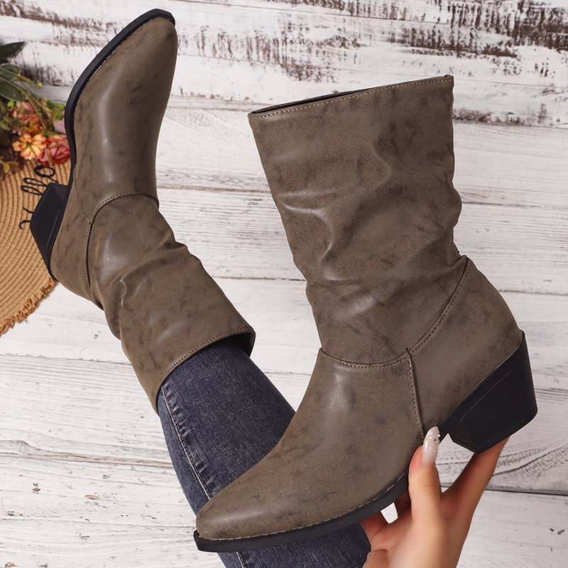 Bottes à talon épais et bout pointu pour femmes