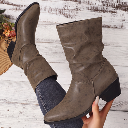 Bottes à talon épais et bout pointu pour femmes