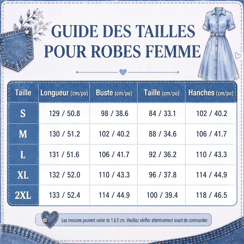Robe chemise en jean décontractée et ample pour femme