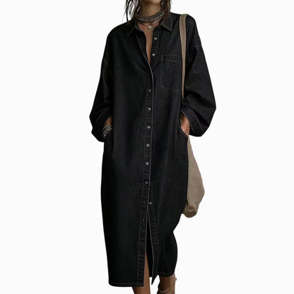 Robe chemise en jean décontractée et ample pour femme
