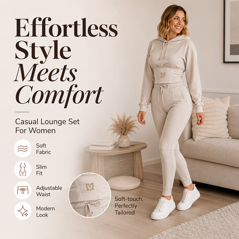 Ensemble sweat à capuche et pantalon à taille cintrée pour femme