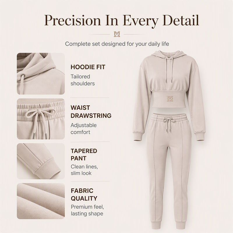 Ensemble sweat à capuche et pantalon à taille cintrée pour femme