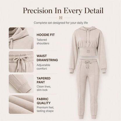 Ensemble sweat à capuche et pantalon à taille cintrée pour femme