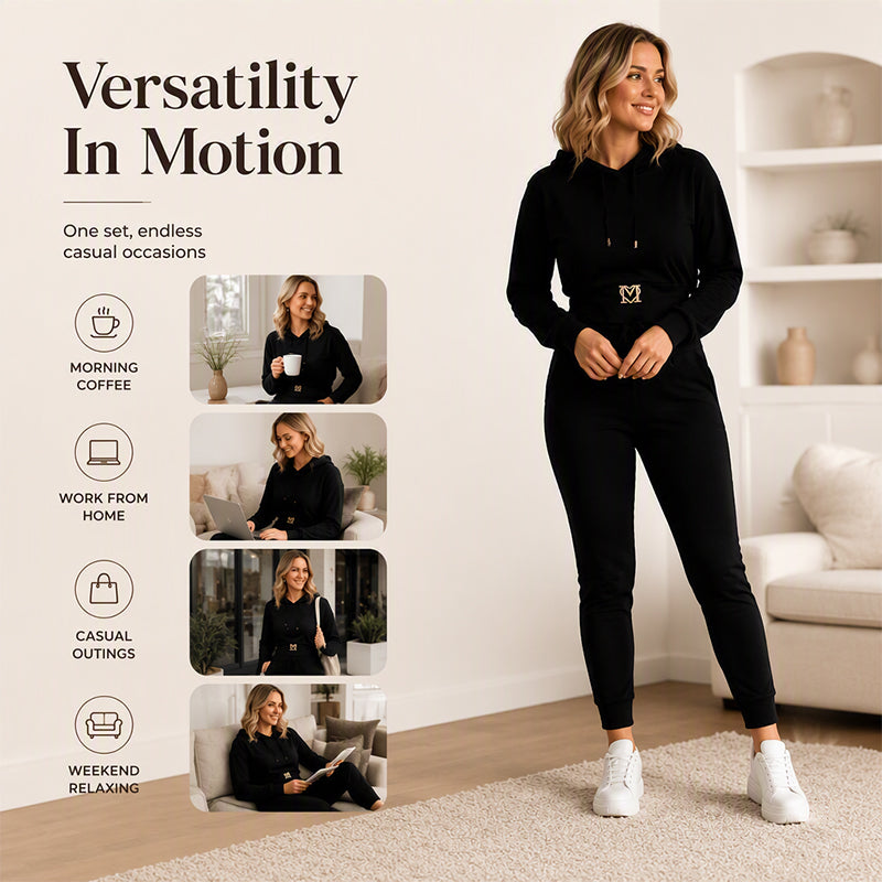 Ensemble sweat à capuche et pantalon à taille cintrée pour femme
