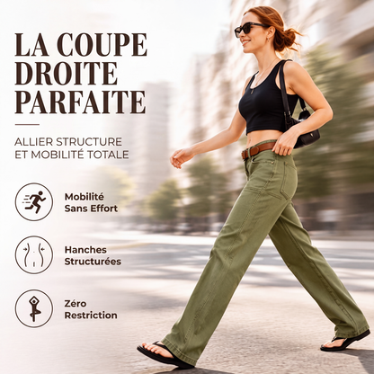 ✨ Un style de tous les jours qui met en valeur la silhouette | Pantalon utilitaire à coupe droite pour femme, avec coutures renforcées