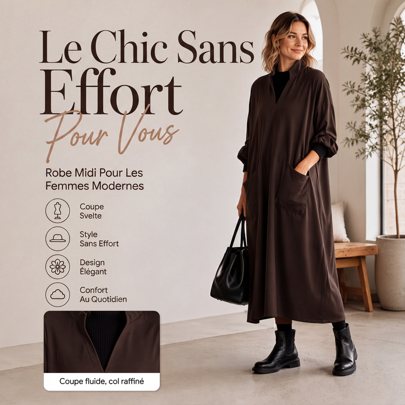 Robe ample pour femme avec poches, coupe drapée