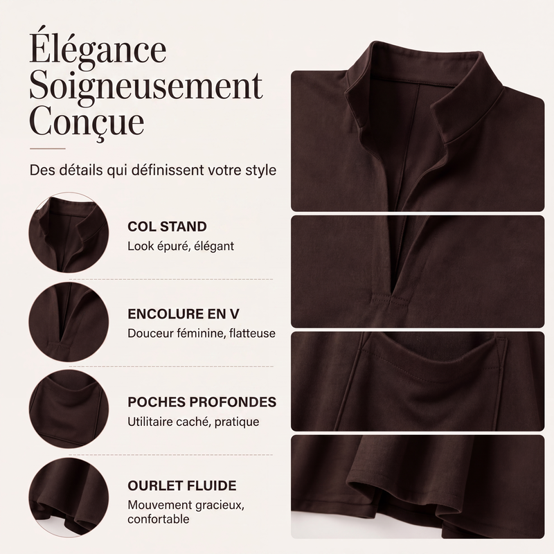 Robe ample pour femme avec poches, coupe drapée