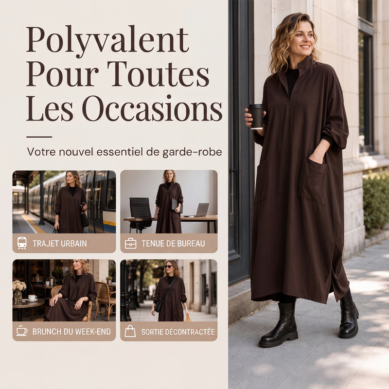 Robe ample pour femme avec poches, coupe drapée