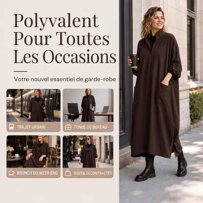 Robe ample pour femme avec poches, coupe drapée