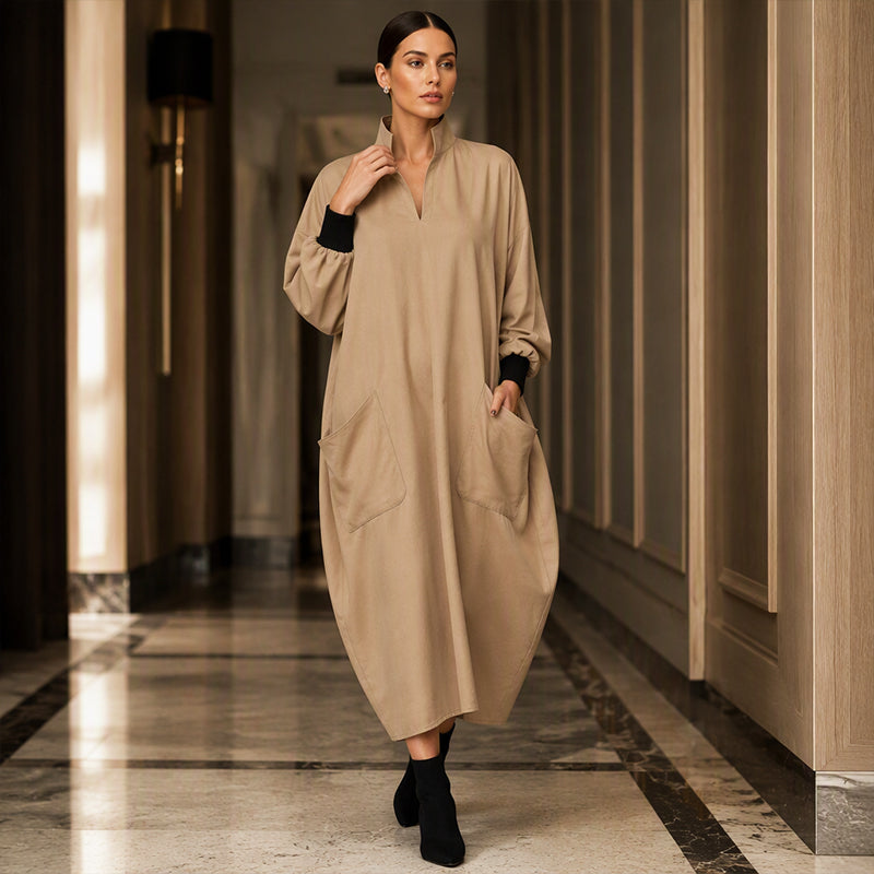 Robe ample pour femme avec poches, coupe drapée