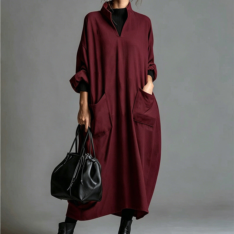 Robe ample pour femme avec poches, coupe drapée