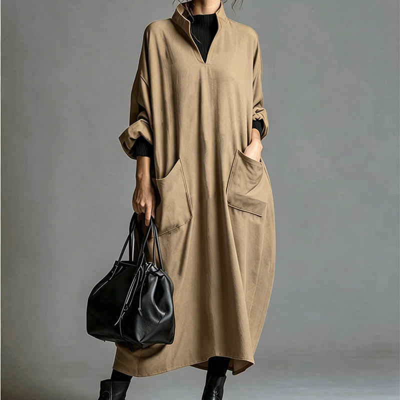Robe ample pour femme avec poches, coupe drapée