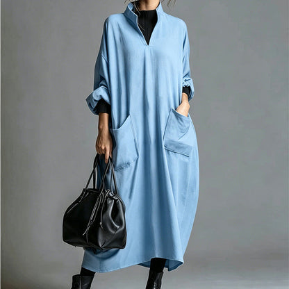 Robe ample pour femme avec poches, coupe drapée