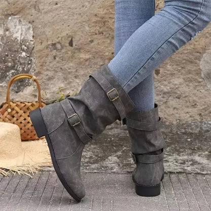 👢Bottes pour femmes à talons bas et boucle