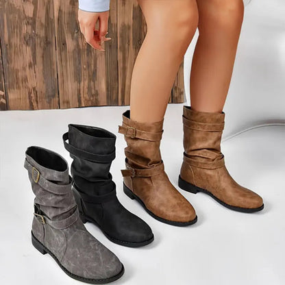 👢Bottes pour femmes à talons bas et boucle